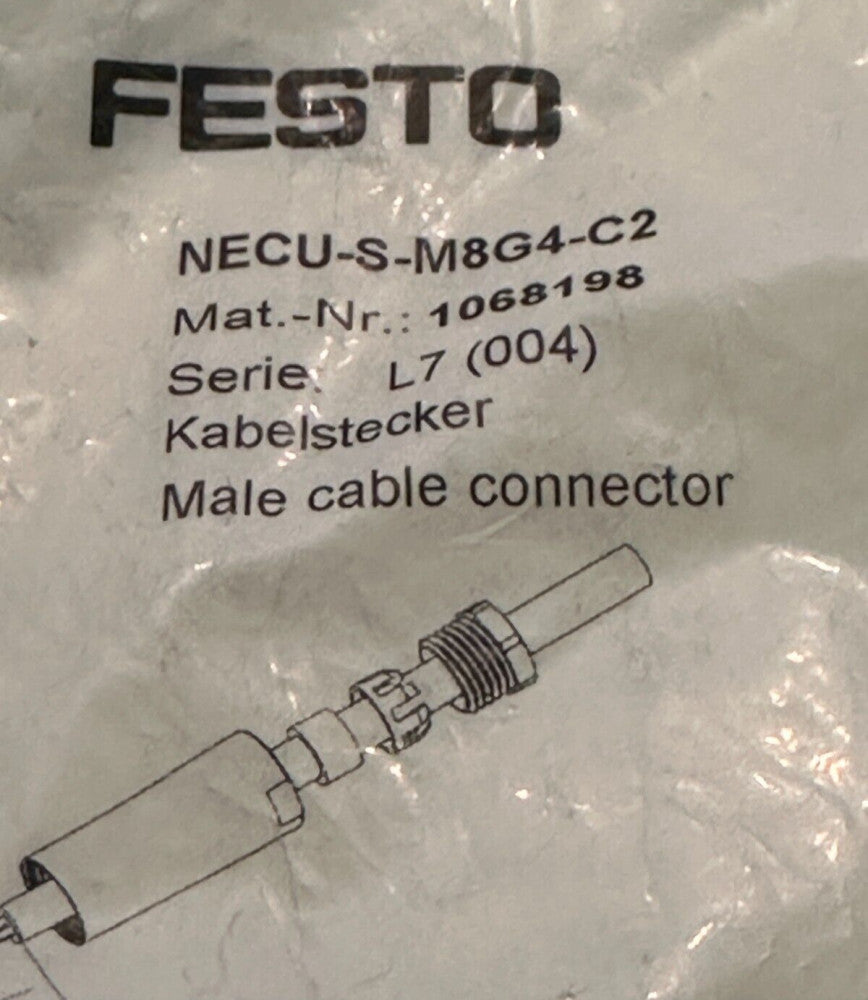 Festo NECU-S-M8G4-C2 Cable Connector 1068198 M8 4pin to Screw Terminal - New