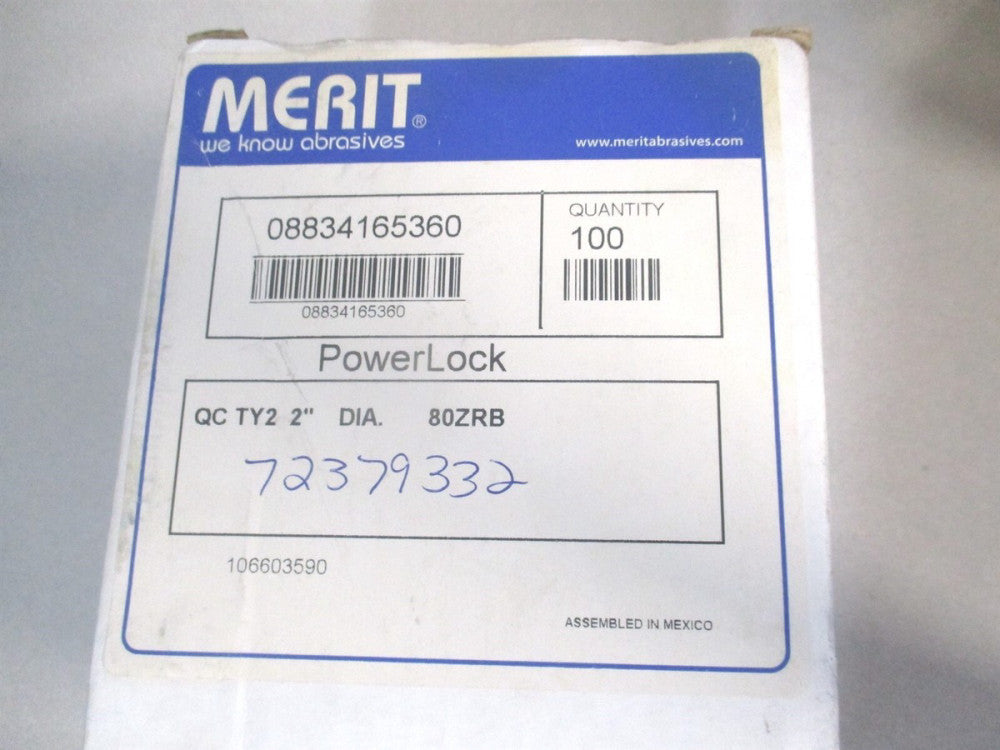 Merit Abrasive (08834167069) 2″ 80 Zirconia Alumina Quick Change Disc - Qty 100 