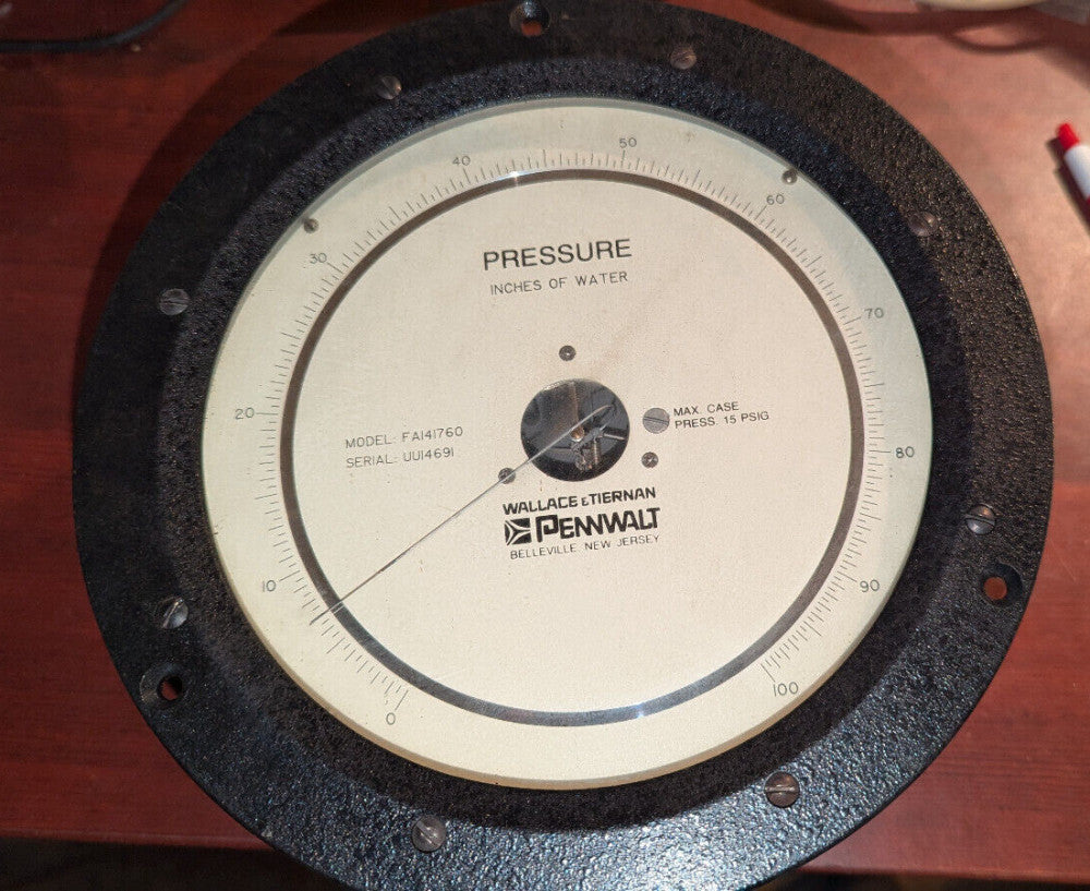 Wallace Tiernan Pennwalt 6-1/2" Pressure Gauge 0-100" H2O FA141760