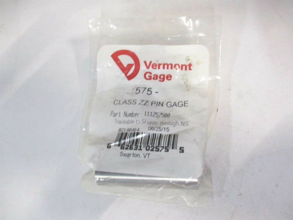 Vermont Gage (11125750) 0.575" Diam Class ZZ Minus Plug & Pin Gage 