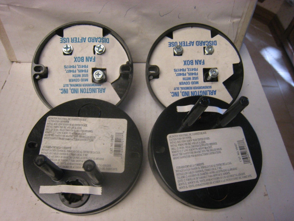 Four Arlington Industries FB407 / FB407 Fan Fixture Boxs -- LOT OF 4
