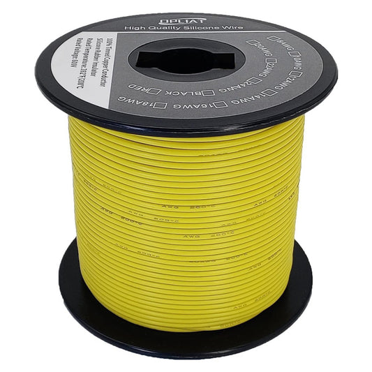 20AWG Flexible Silicone Electrical Wire 300FT Yellow, 20 Gauge AWG Stranded