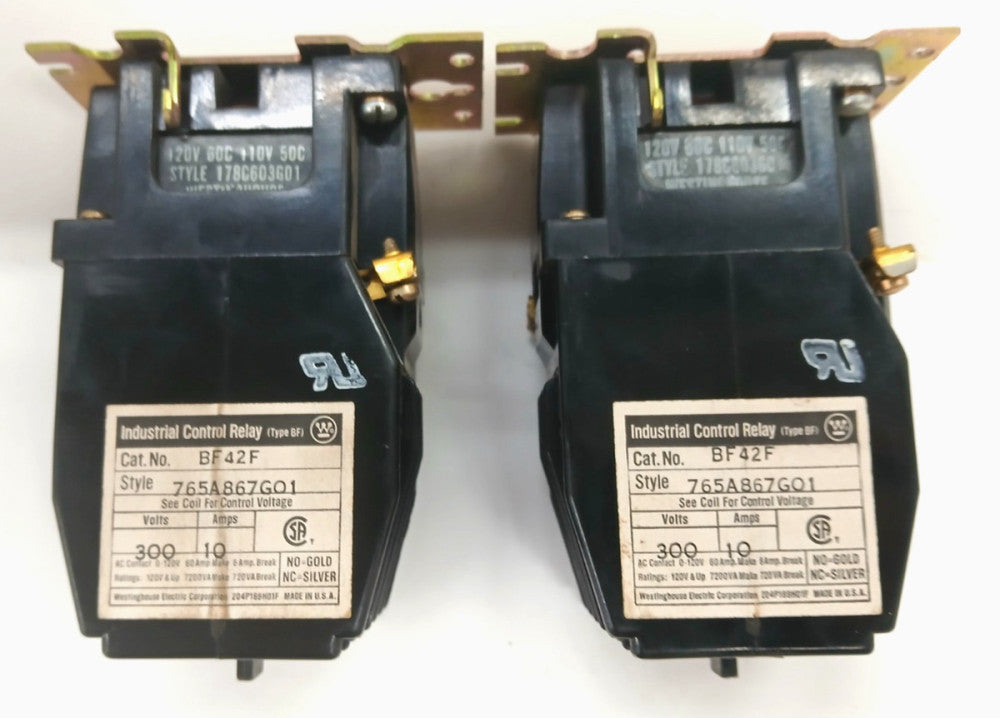 WESTINGHOUSE INDUSTRIAL CONTROL RELAY CAT NO BF42F 10 AMP 8 POLE   LOT OF 2