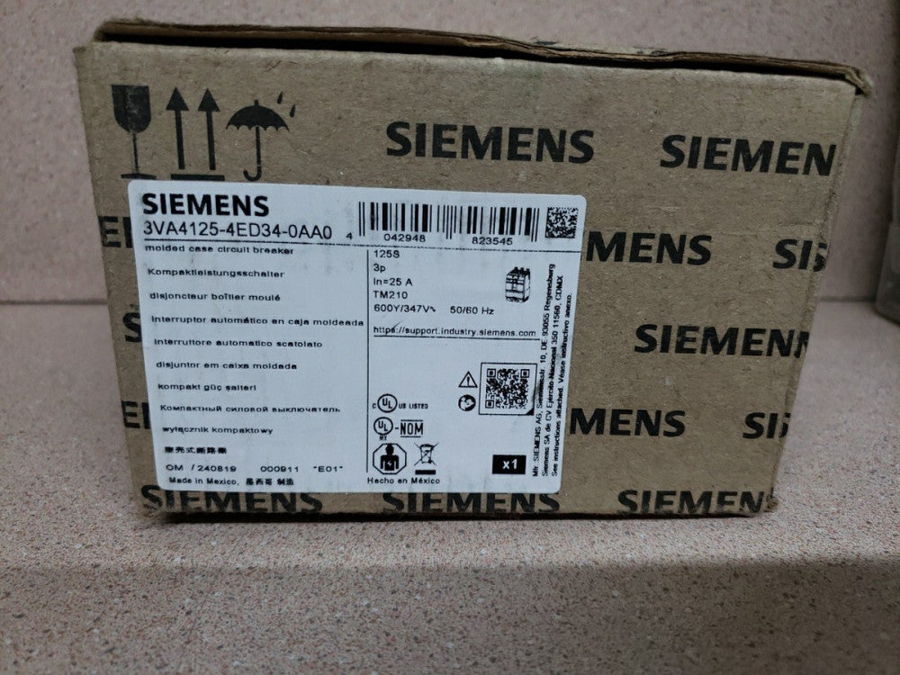 1) NEW Siemens 3VA4125-4ED34-0AA0 3 POLE 25 AMP Bolt on Breaker