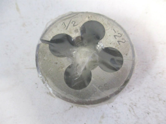 1/2"-22 High Speed Steel Round Adjustable Screw Die
