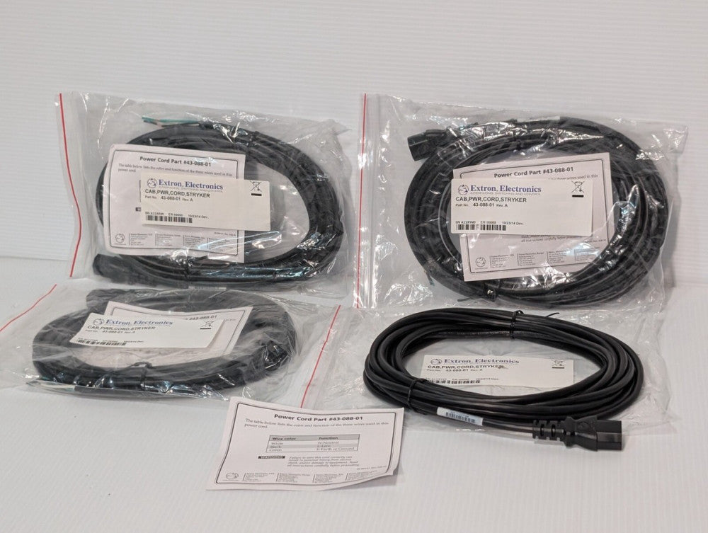 Lot of 4 Extron 4308801 Rev. A, Stryker Compatible Cable Power Cord SNA11XYWD