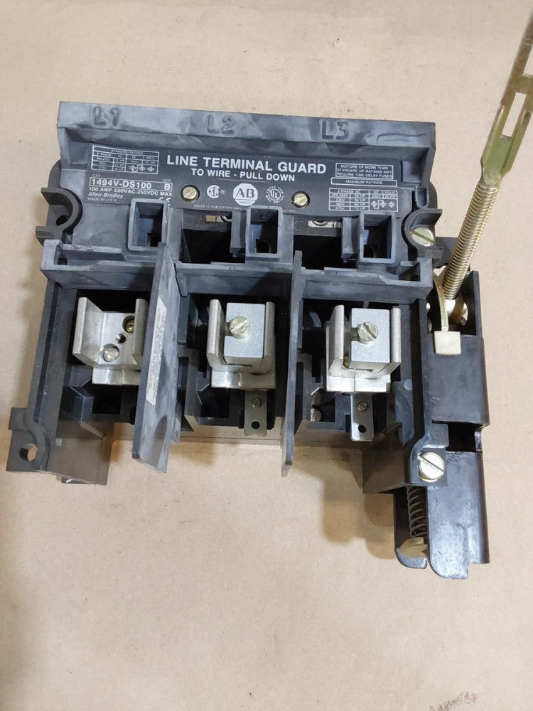 ALLEN BRADLEY 1494V-DS100 /A DISCONNECT SWITCH 100A 600VAC 250VDC (Missing Lug)