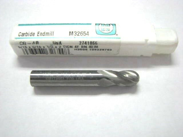 Metal Removal (M32654) 5/16" 4F Carbide TiCN Ball End Mill 5/16 x 1/2 x 2 USA