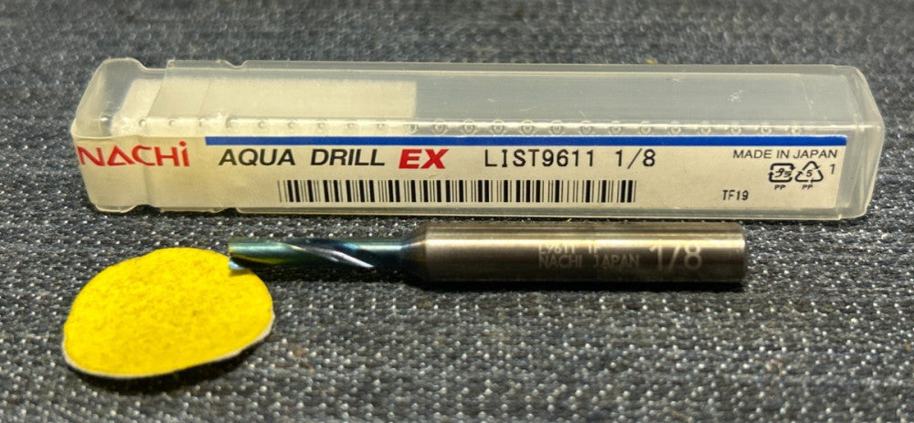 NACHI AQUA EX DRILL BIT L9611 1/8" SOLID CARBIDE FLAT BOTTOM