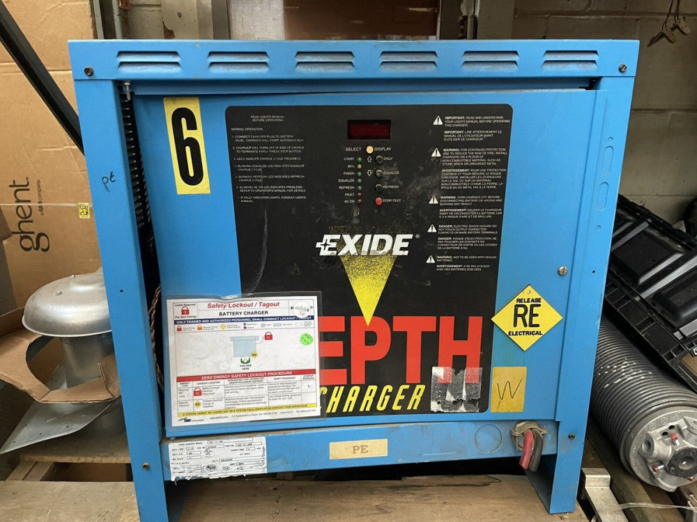 (2) USED EXIDE BATTERY CHARGER, D3E-12-680, 24 VOLT, 109 AMP MAX, 680 AMP HOURS