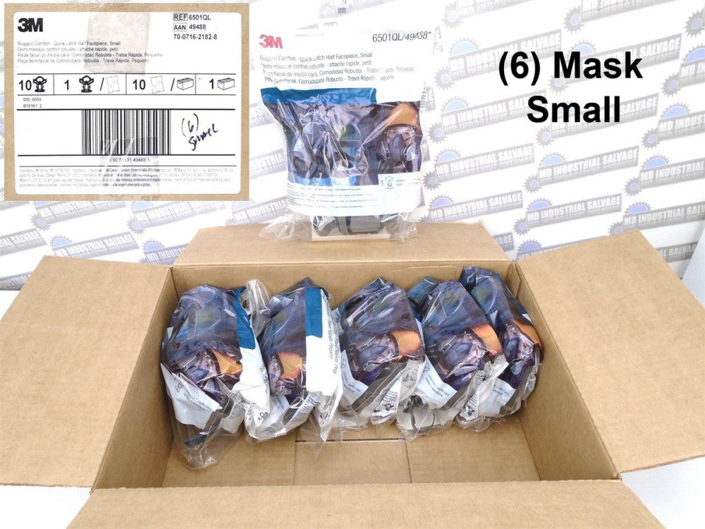 (6 Pcs) 3M - 6501QL / 49488 - Small QUICK LATCH Half Face REUSABLE RESPIRATOR 
