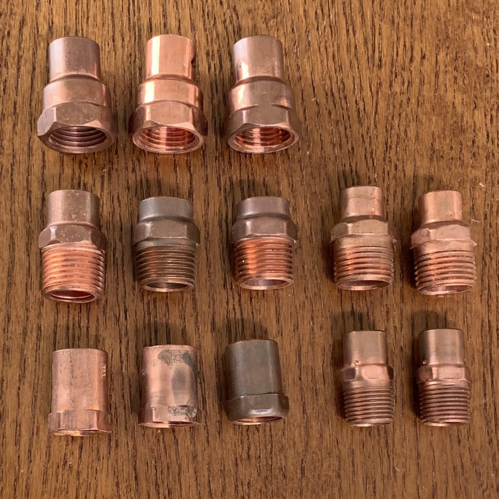 Vintage Lot of  NPT Copper Fittings - 1/2" and 3/8", Male and Female NPT