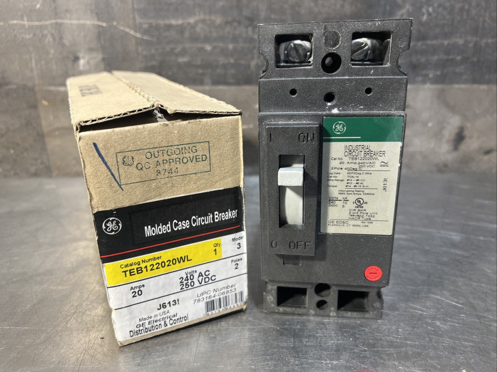 General Electric Industrial 20Amp Circuit Breaker TEB122020WL. Nos Surplus