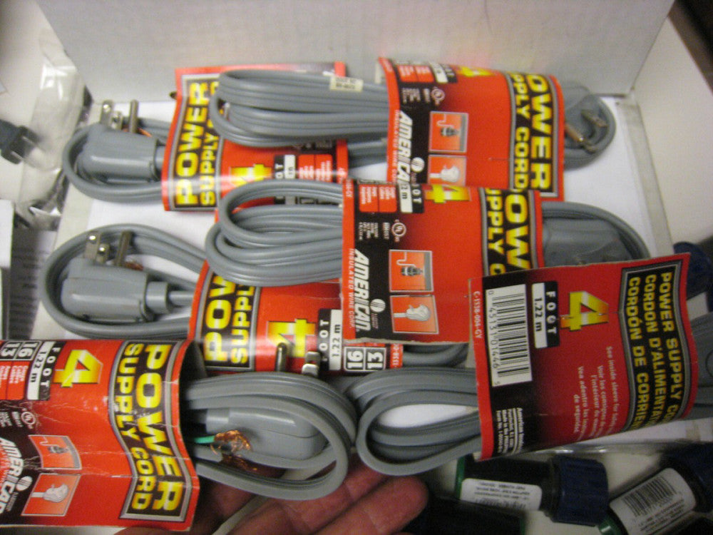 Lot Of 6 American Insulted Wire Corp. 4 Ft Power Supply Cord C-1338-004-GY