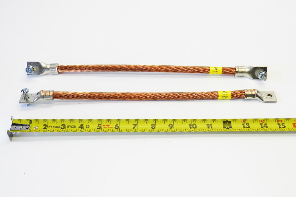 Lot of 2 Cooper B-Line 99-30 3/0 AWG Copper Bonding Jumpers, 16824, 15" OA