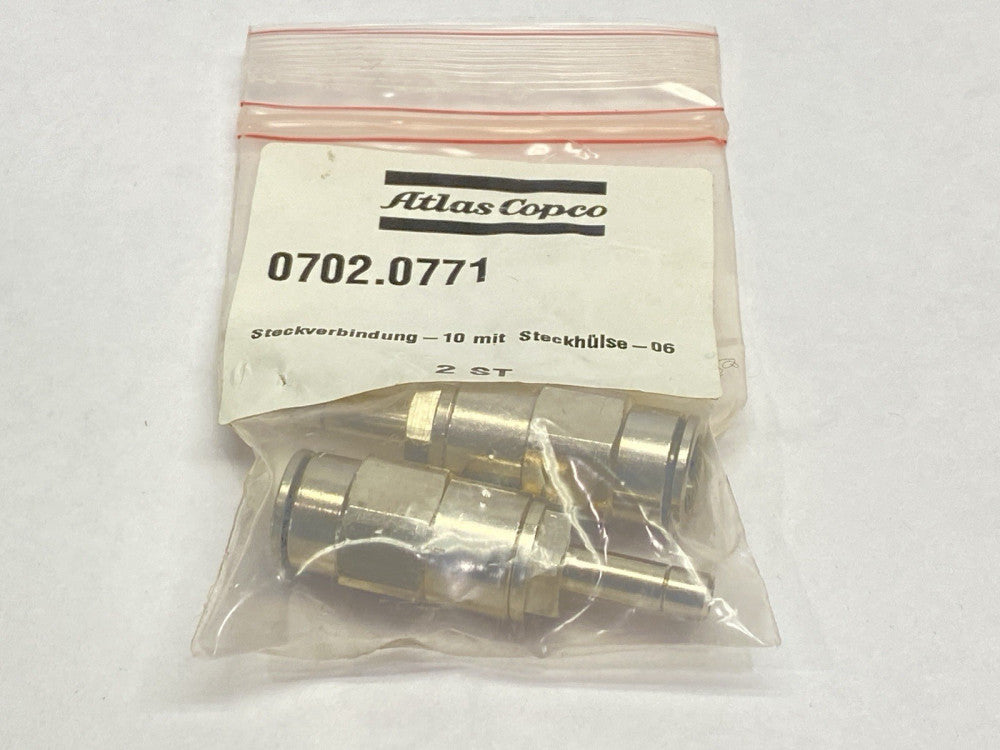 Atlas Copco 0702.0771 Plug Connection 10 WIth Plug Sleeve 06 LOT OF 2