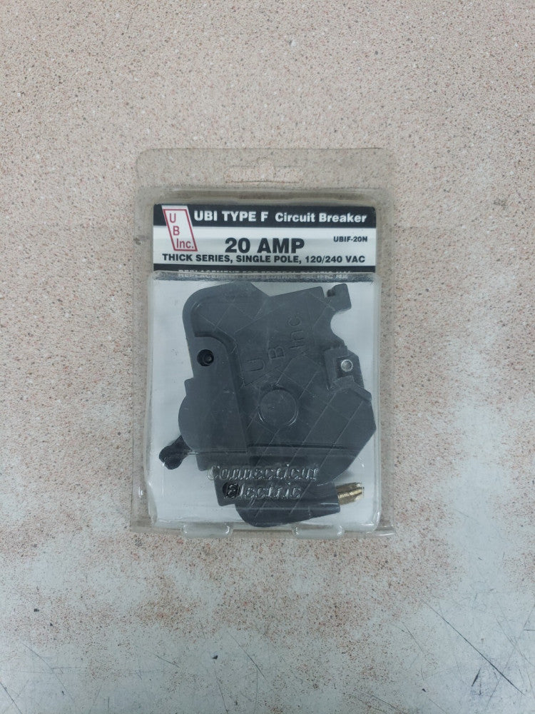 New Old Stock! Connecticut Electric UBIF-20N 1P 20A Circuit Breaker