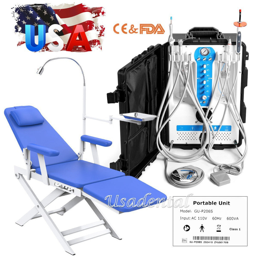 FDA Portable Mobile Dental Delivery Unit Compressor+Curing Light+Scaler/ Chair
