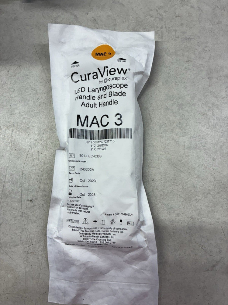 Curaplex CuraView LED Laryngoscope Blade & Handle(MAC 3 ) 2028 Expiration