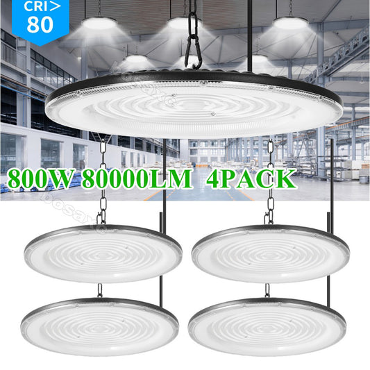 4 Pack 800W UFO Led High Bay Light Factory Warehouse Commercial Led Shop Lights