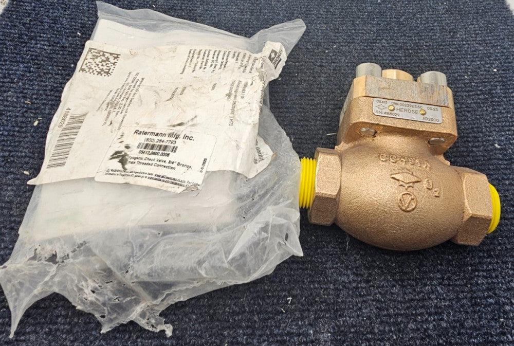 Herose 05413.0600.0006 Cryogenic Check Valve 3/4" Bronze Female Thread