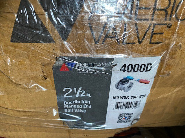 American Valve 4000D-2.5 Ductile Iron Flanged Ball Valve, 150 WSP, 300 WOG