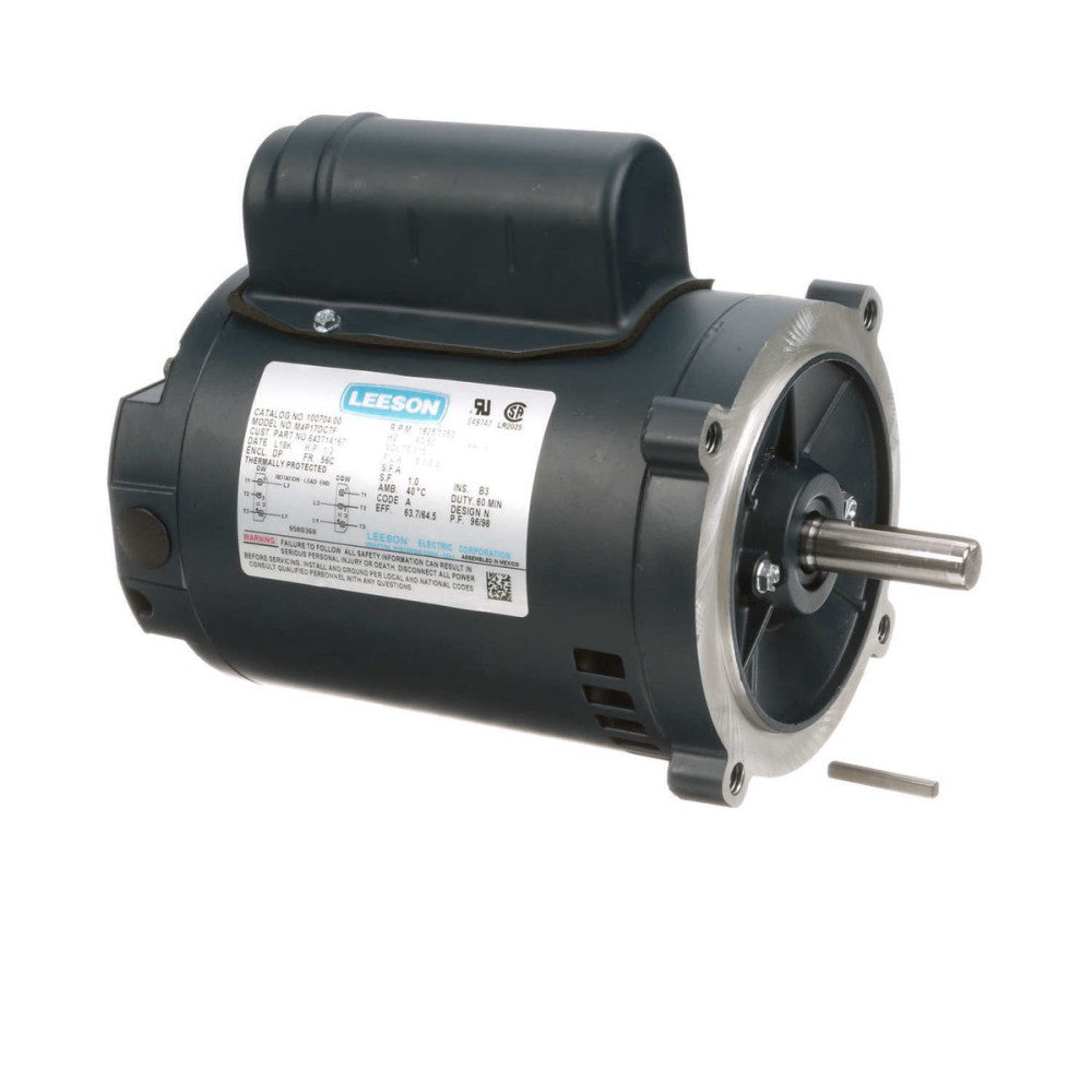 Leeson 102021.00B Electric Motor 1/2 HP 1800 Rpm 1PH 115 V 56C Frame Instant Rev