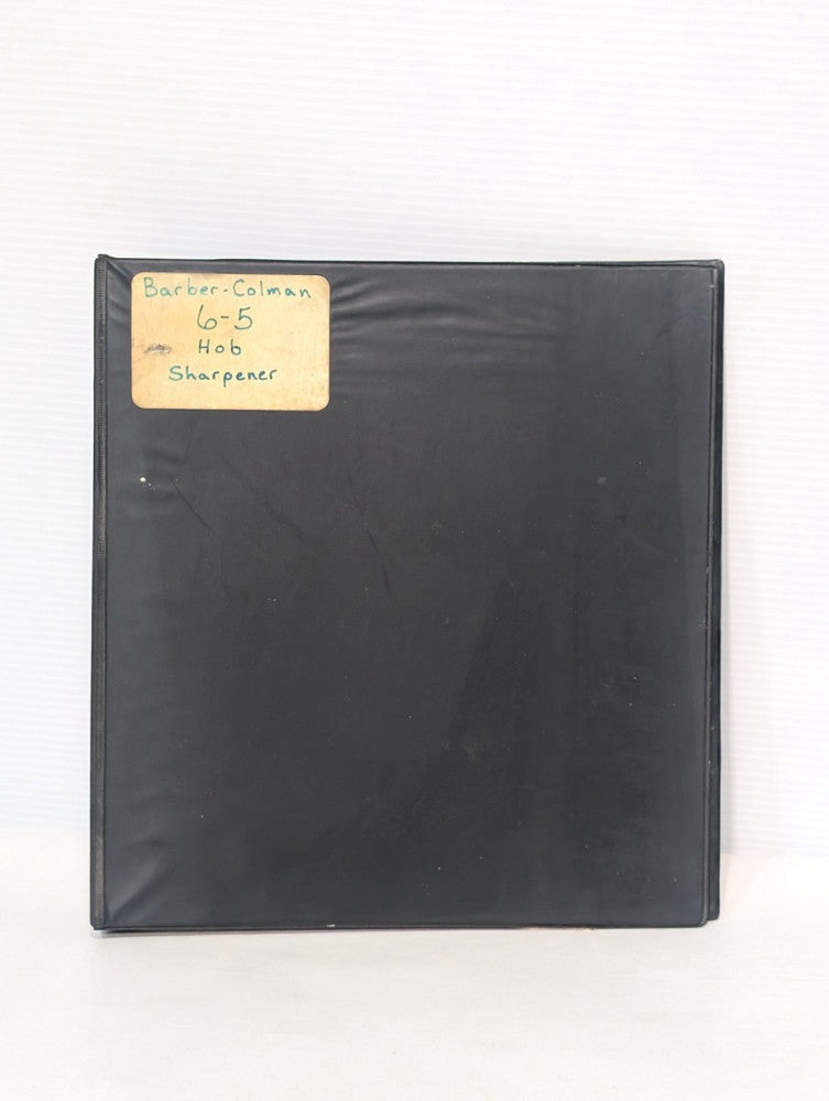Barber-Colman 6-5 Hydraulic Hob Sharpener Machine Operator's Manual