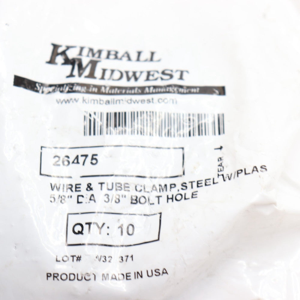 (10-Pk) Kimball Midwest Steel Wire & Tube Clamp w/ Plastisol 5/8" Dia. x 3/8"