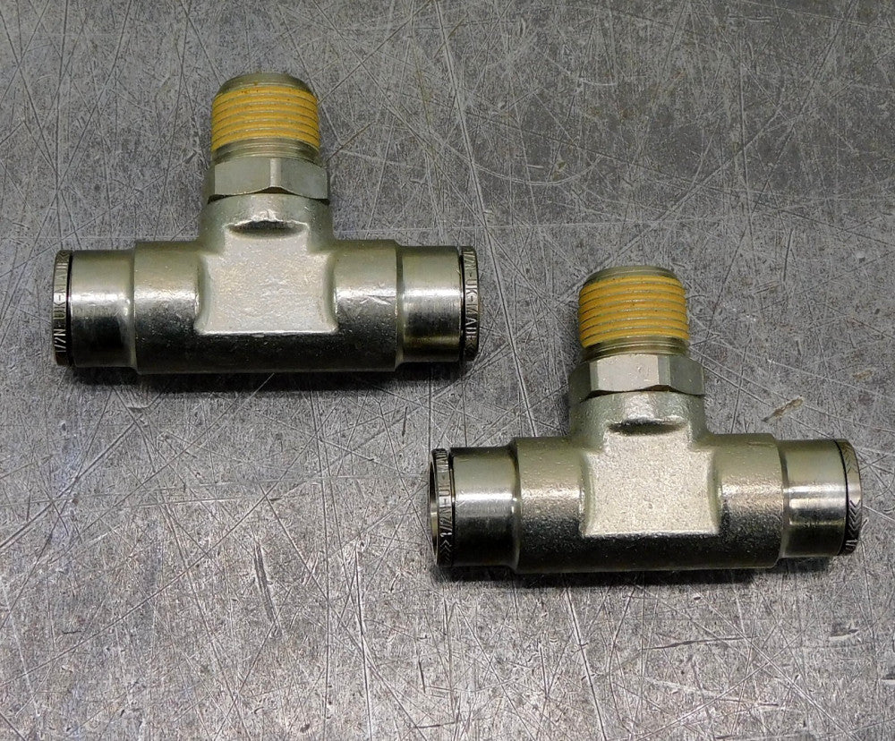 McMaster-Carr 51495K152 Push-to-Connect Swivel Inline Tee 1/2" x 3/8NPT Lot of 2