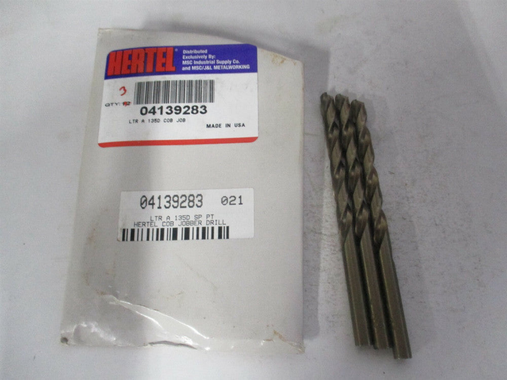 (04139283) Letter A x 2-5/8" x 3-7/8" 135° Cobalt Jobber Drill - Pack of 3