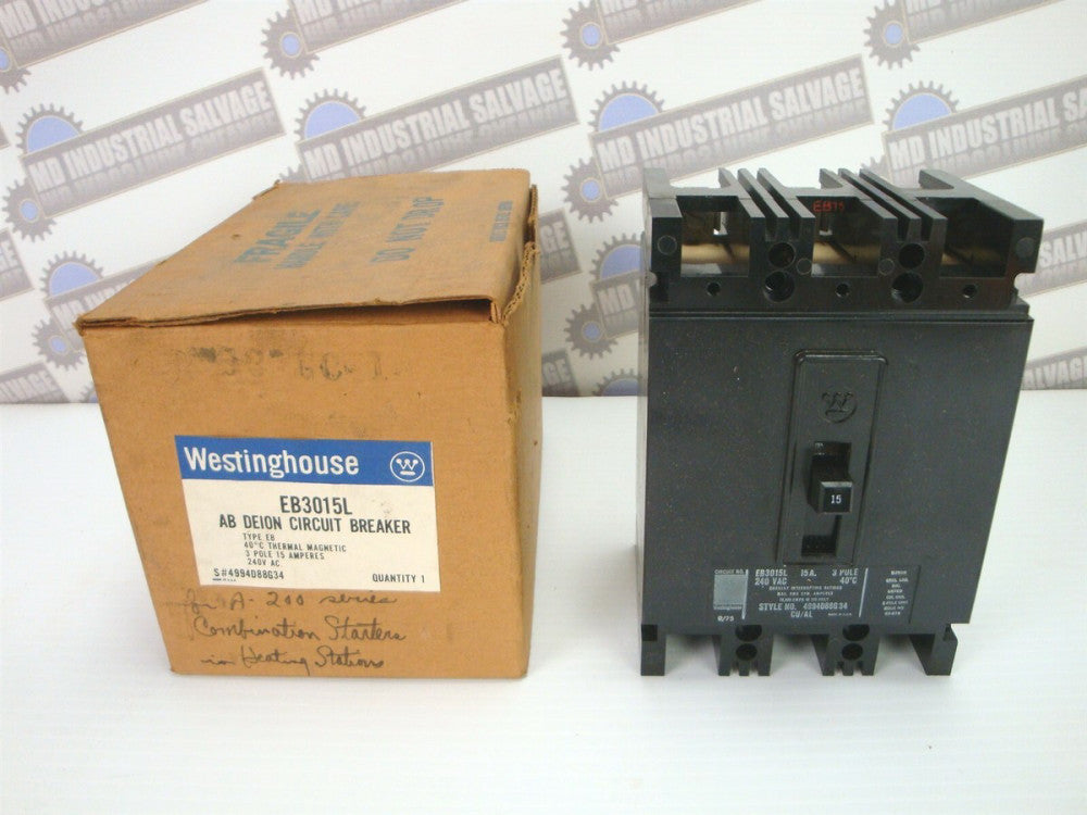 GE General Electric EB3015L AB DEION 3 Pole, 15 Amp, 240VAC EB3015L (NEW in BOX)