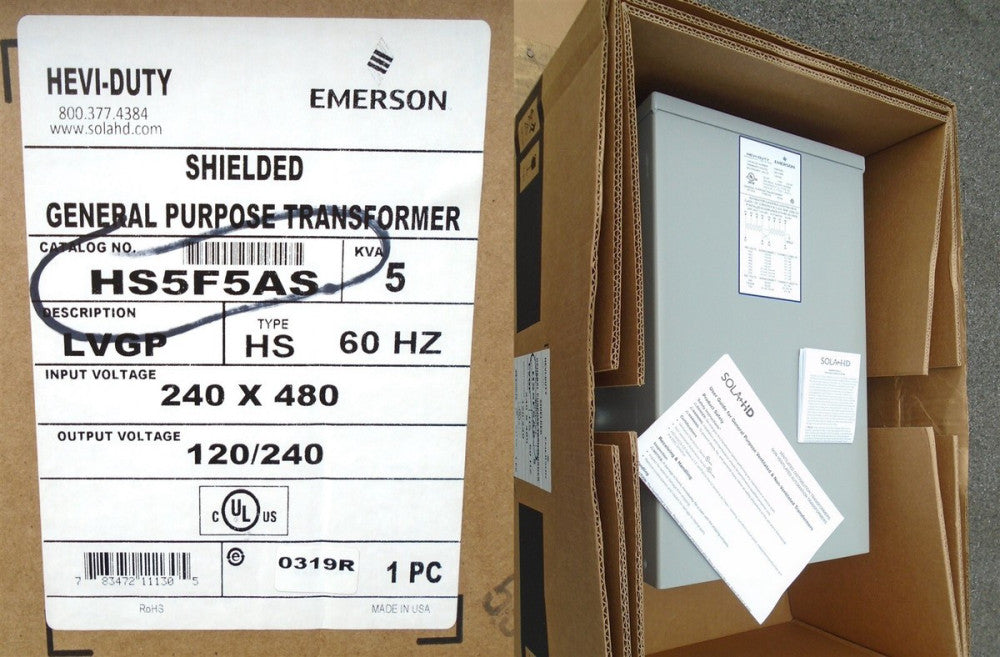 SOLA Hevi-Duty - HS5F5AS - PRI 2X 240/480 - SEC 2X 120/240V - 5KVA NEW in BOX