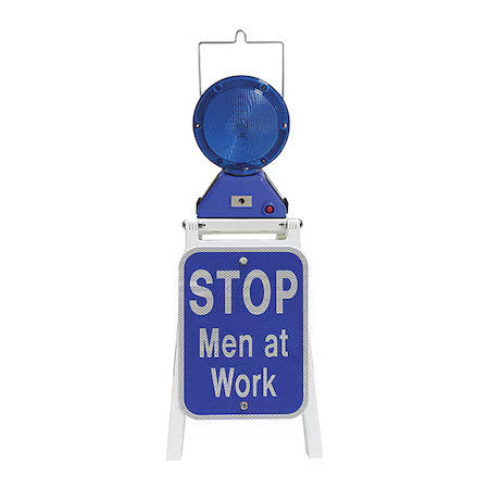 Railhead Gear Ps-M900sb-S Led Stop Sign, Stop Men At Work, White/Blue, 9 In W,