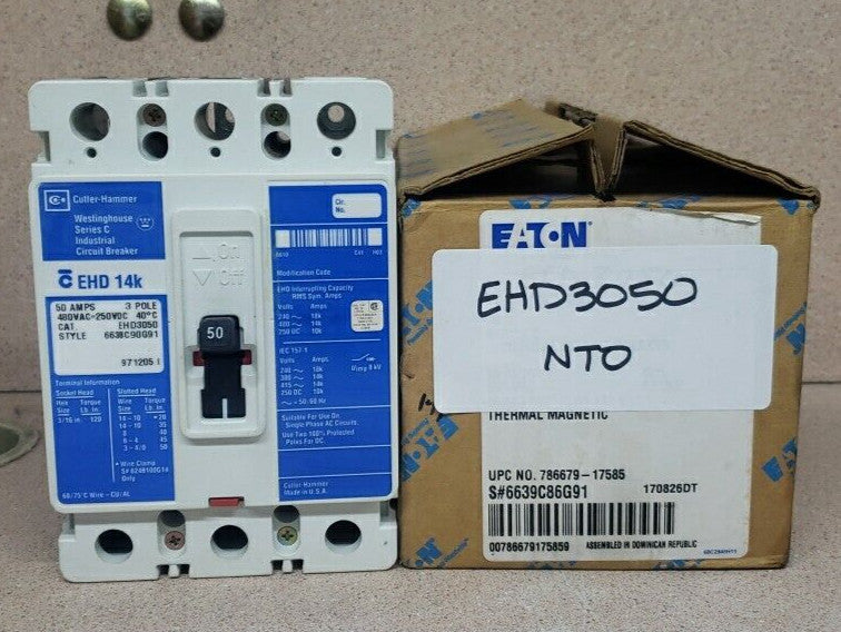EHD3050 Cutler-Hammer 50 Amp Circuit Breaker NTO