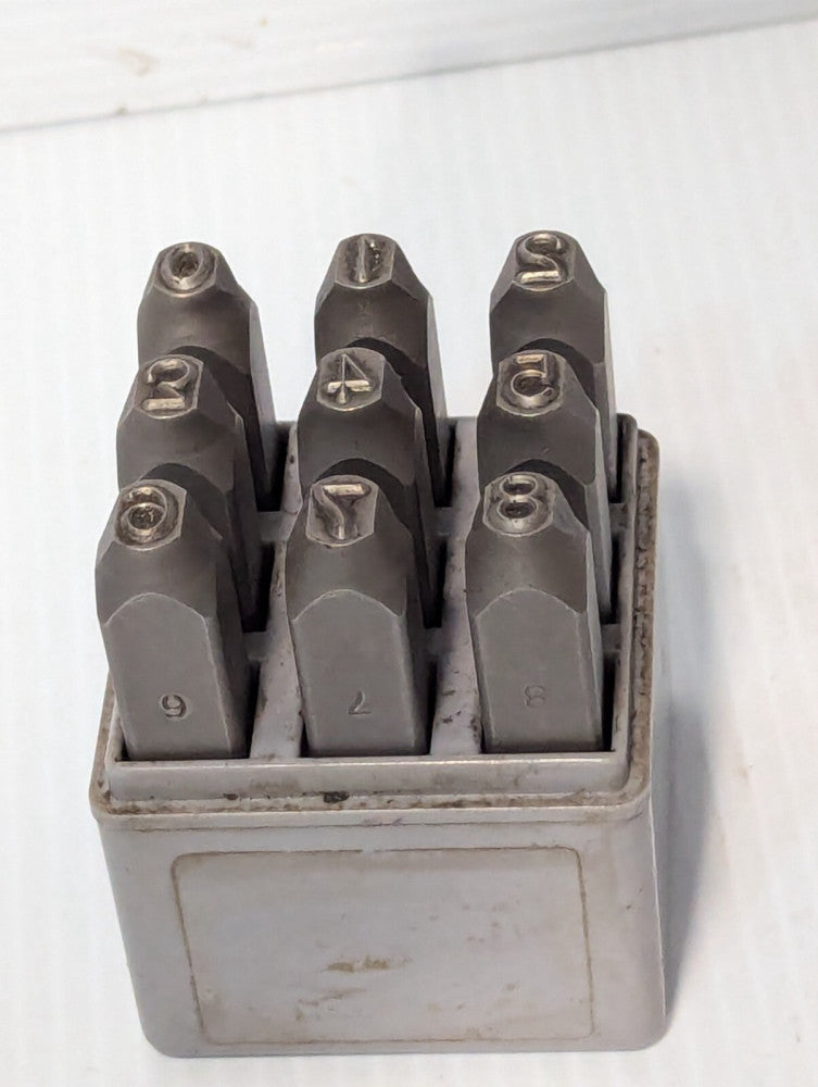 Unbranded steel stamp number set, 1/4 inch, w/plastic case, 0-8