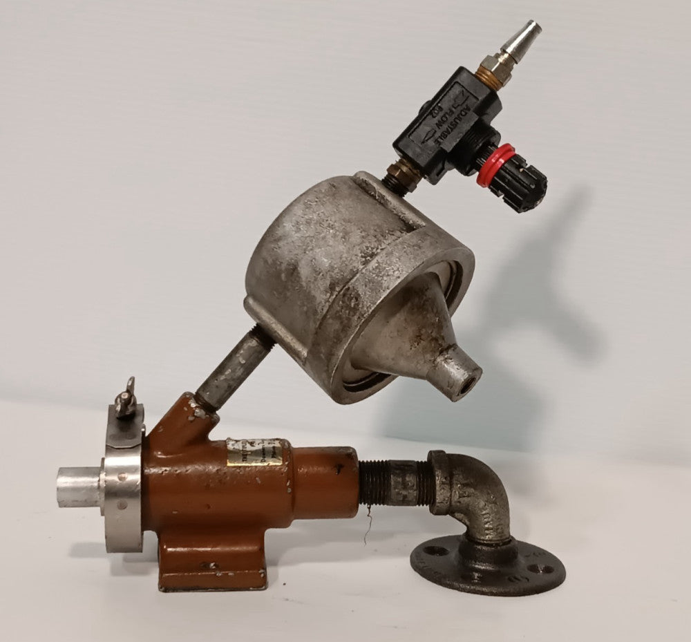 Industrial Pneumatic Assembly with Tippler Cylinder, Adjustable Flow Valve, More