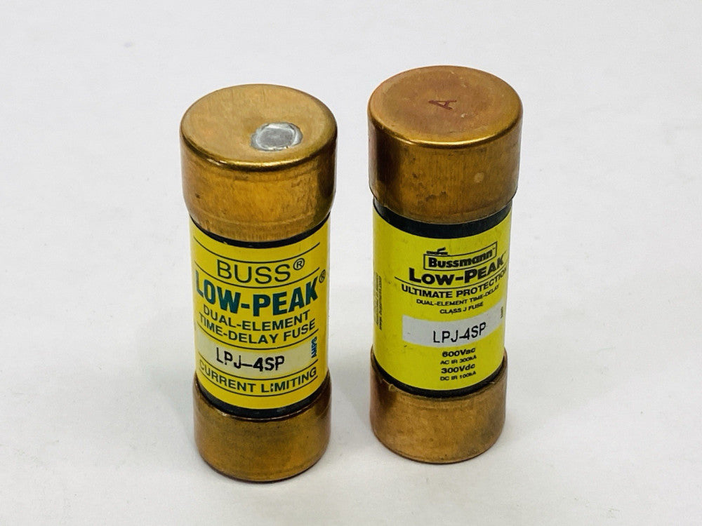 Bussmann LPJ-4SP Low-Peak Dual Element Time Delay Fuse 4A 600VAC LOT OF 2