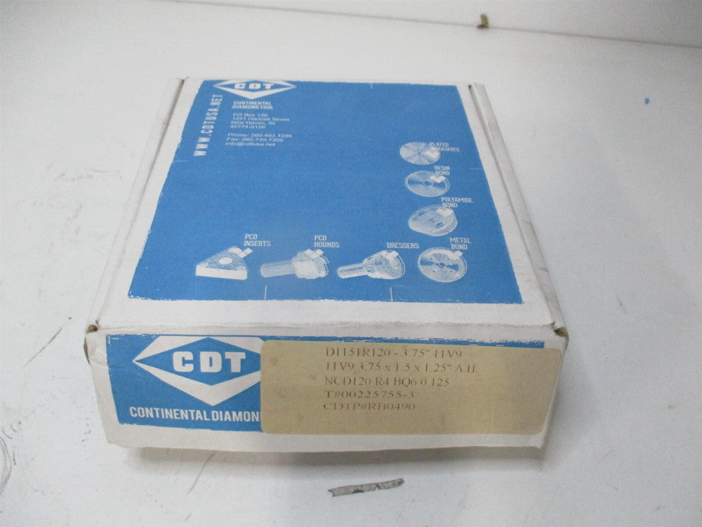 CDT (CB1151R100) 3.75" x 1.5" x 1.25" OAL Diamond Cutter Grinding Wheel 