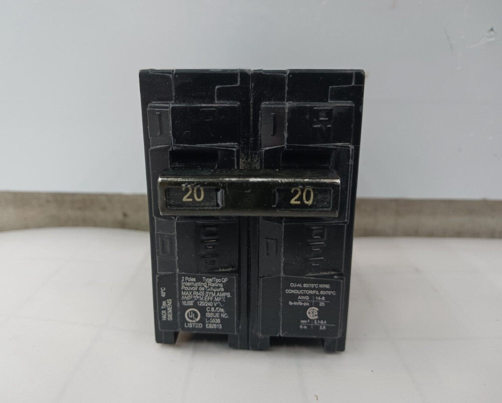 SIEMENS 20 AMP CIRCUIT BREAKER 2 POLE 120/240 VAC Q220