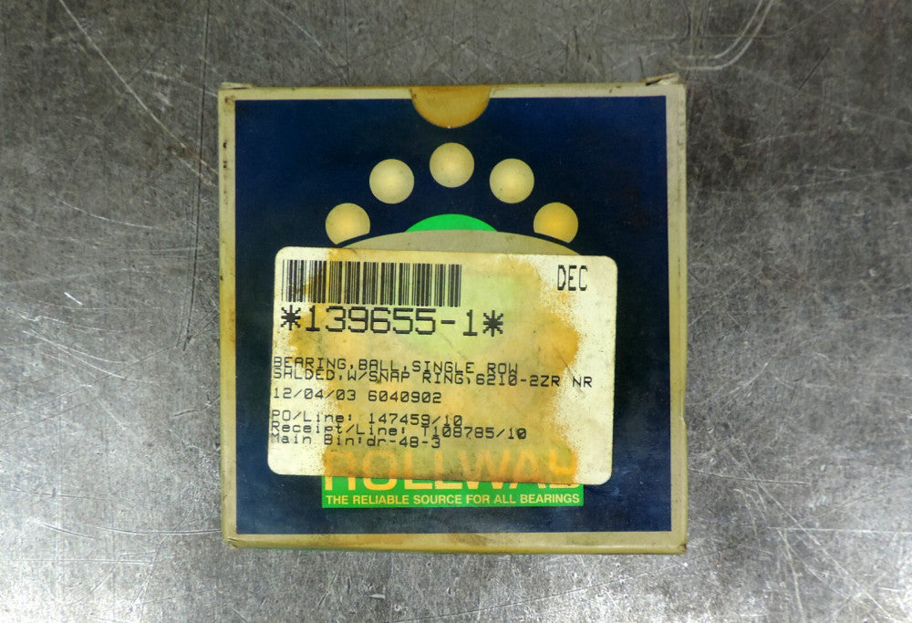 Rollway Ball Bearing Shielded 6210-2ZR NR  139655-1