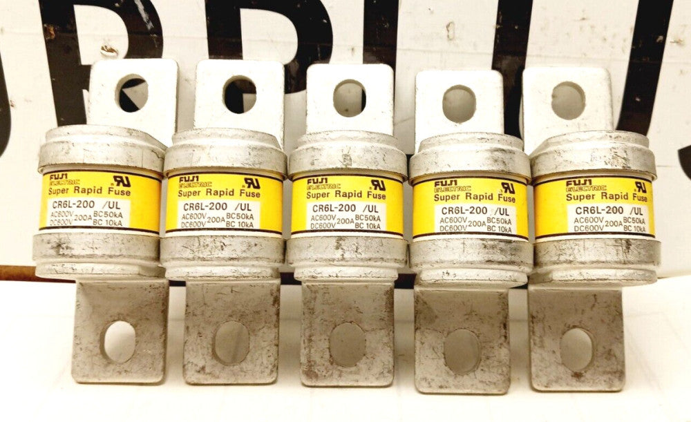 5) NEW FUJI 200 AMP SUPER RAPID FUSES 600 VAC / VDC  CR6L-200  LOT OF 5