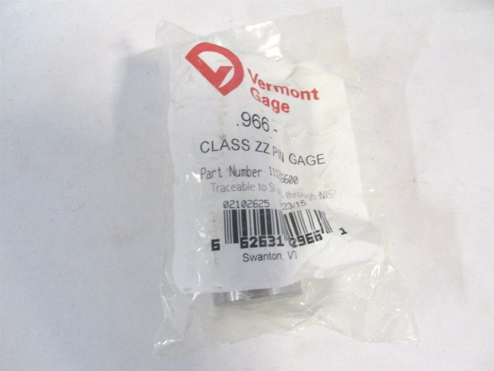 Vermont Gage (111296600) 0.966" Diam Class ZZ Minus Plug & Pin Gage 