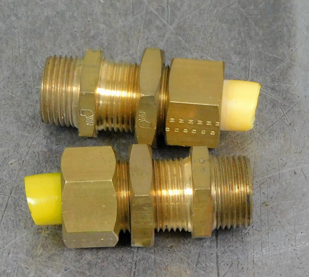 LEGRIS Brass Bulk Head Thru Hull Straight Compression Tube Fitting 1/2" Lot of 2