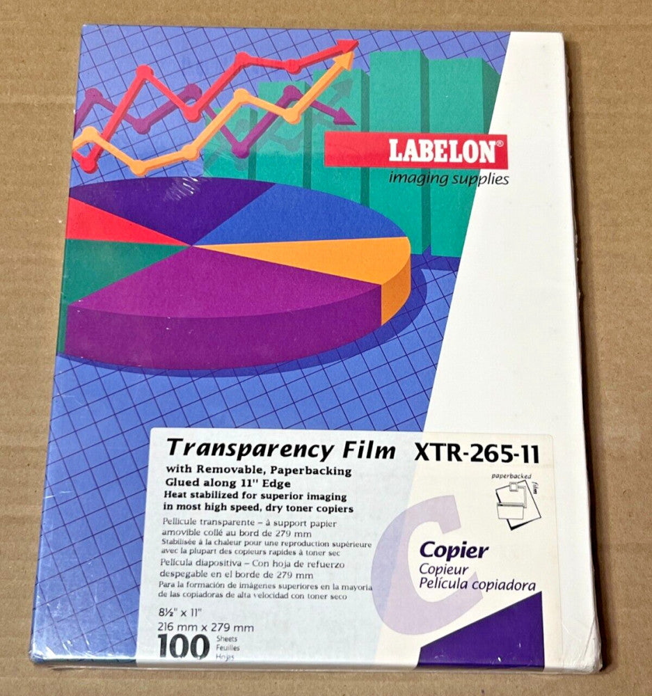 100ct Labelon XTR-265-11 Transparency Film w/Strip for Dry Toner Copiers [SH]