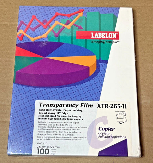 100ct Labelon XTR-265-11 Transparency Film w/Strip for Dry Toner Copiers [SH]