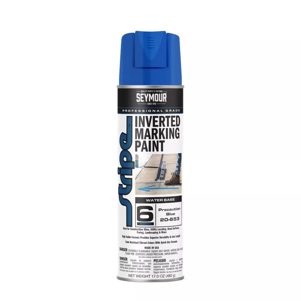 12 PACK 20-653 Seymour Stripe Inverted Ground Marking Paint Precaution Blue 17oz