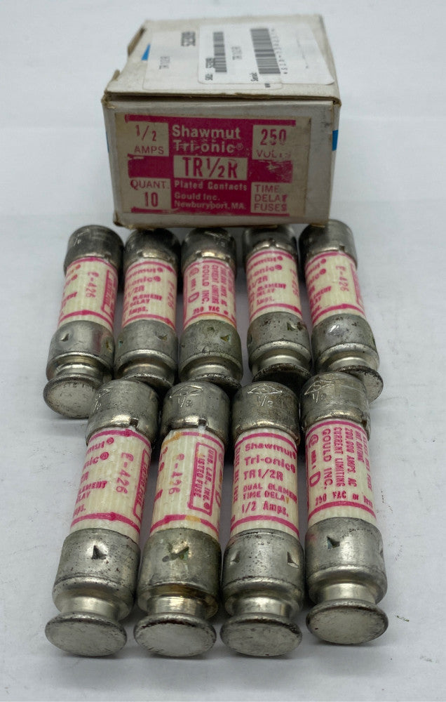 Gould Shawmut TR1/2R Tri-onic Time Delay Fuse, Class RK5, 250VAC 0.5Amp Lot of 9