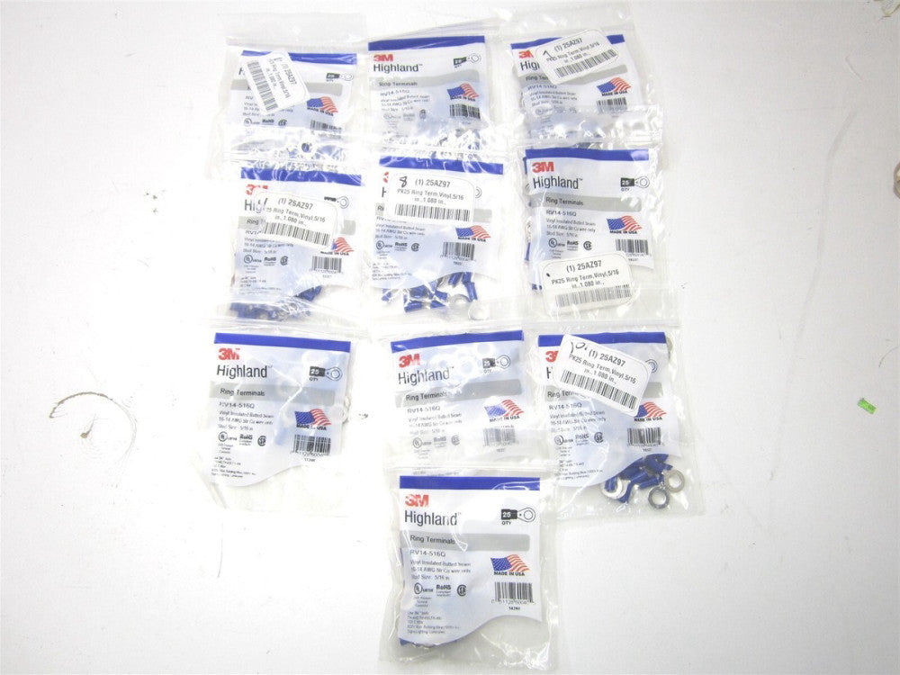 3M (RV14-516Q) 5/16" 16-14AWG Blue Ring Terminal 25ct. - Lot of 10