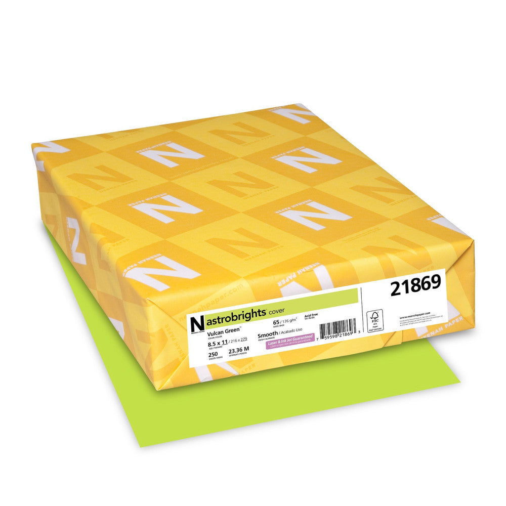 Astrobrights Color Cardstock, 65 lb Cover Weight, 8.5 x 11, Vulcan Green, 250...